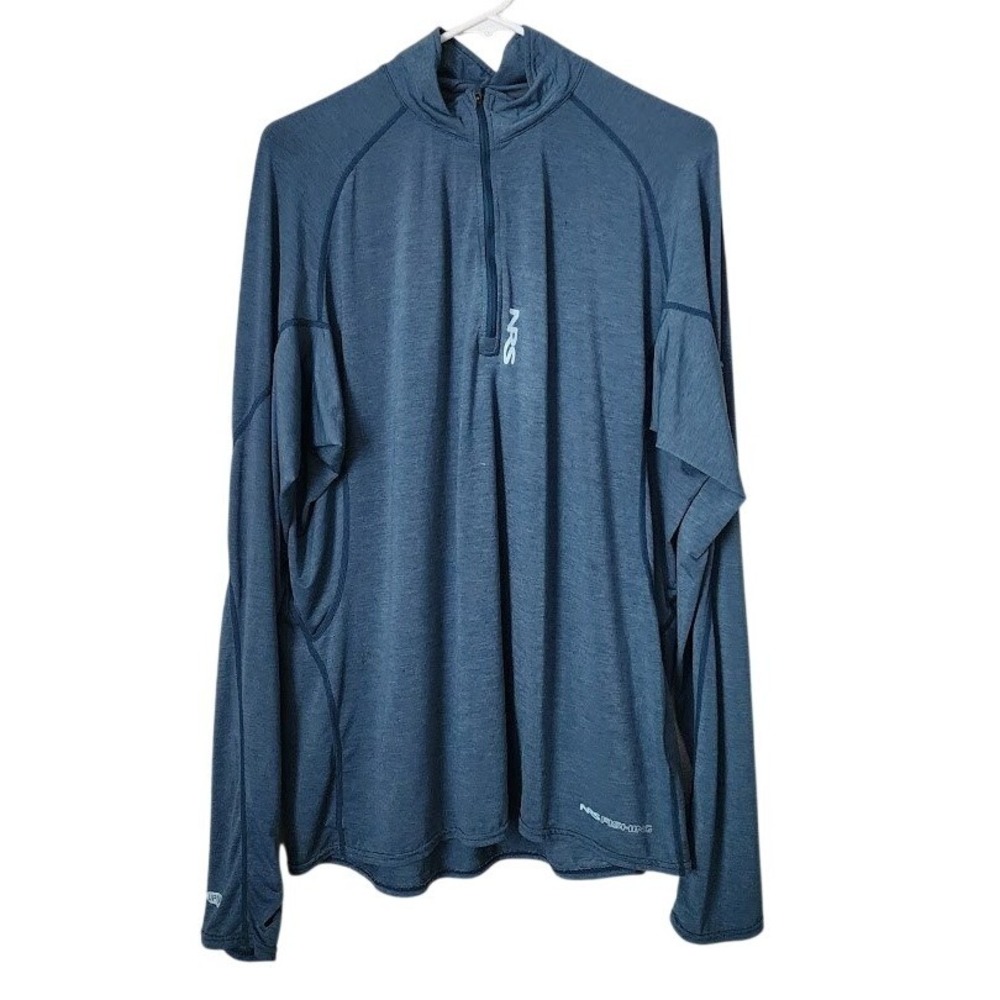 NRS Baja Silkweight Quarter Zip Sun Shirt Blue UPF 50 Outdoor Gorpcore Fishing M